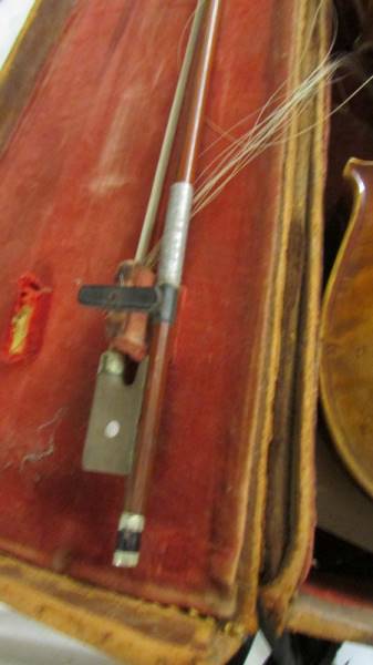 An old violin in leather case, a/f. - Image 4 of 4