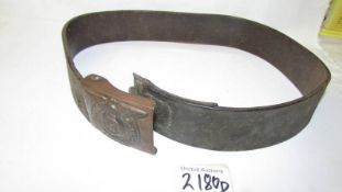 A WW2 Nazi era German belt with buckle, marked RZM SS OLT/62637,