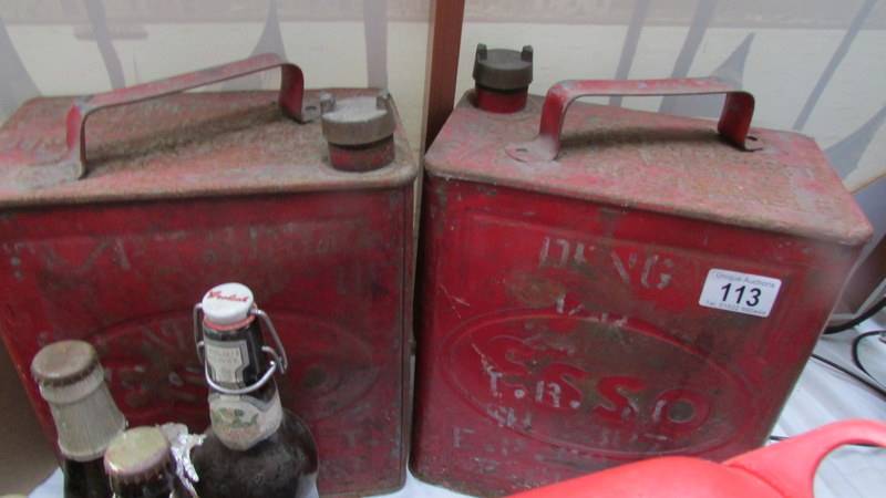 2 Esso vintage cans with brass caps & others
