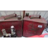 2 Esso vintage cans with brass caps & others