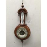 An Edwardian mahogany aneroid barometer A/F