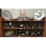 A good selection of silver plate including trays, condiments, teapot & silver rimmed salts etc.