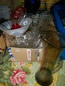 A box of good moulded glass bowls, vases etc.