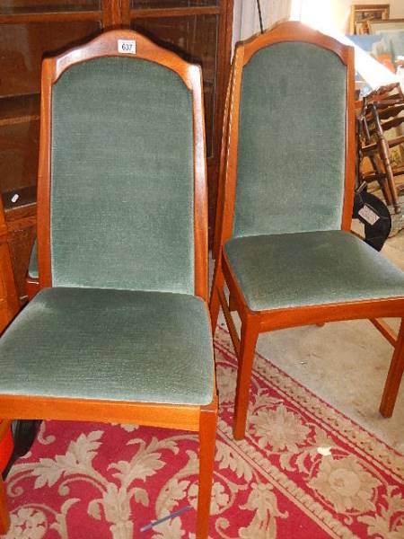 Two pairs of green covered dining chairs. - Image 2 of 2