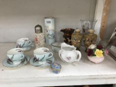 A mixed lot including 3 foley cups 7 saucers.