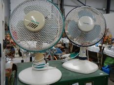 2 electric desk fans.