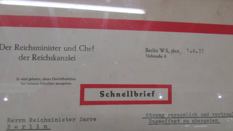 A Nazi era quick letter to Herrn Reichminister Darre Berlin from Dr. Joseph Goebbels dated 1/4/37. - Image 2 of 4