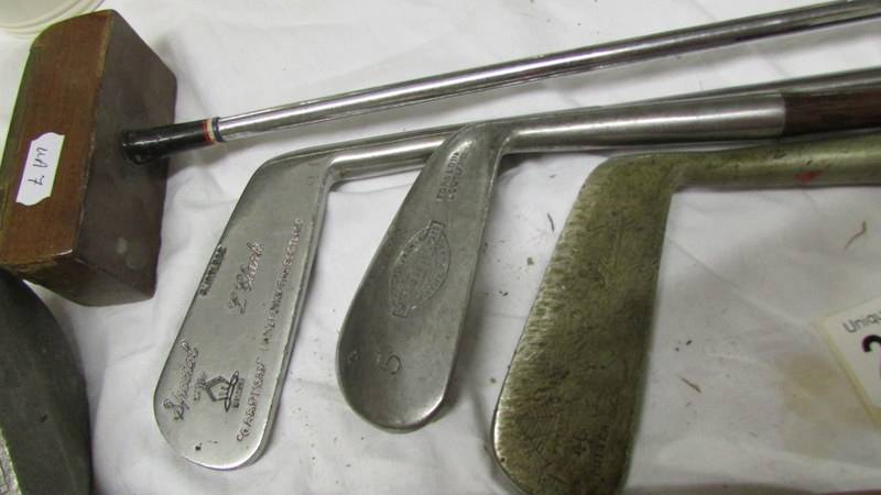 Seven vintage golf clubs including L Clark, W Smithson etc. - Image 4 of 4