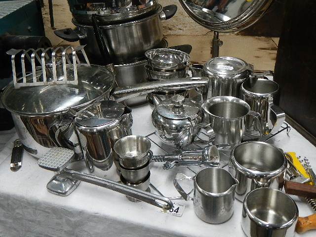 A mixed lot including stainless steel pans, jugs etc. - Image 2 of 2