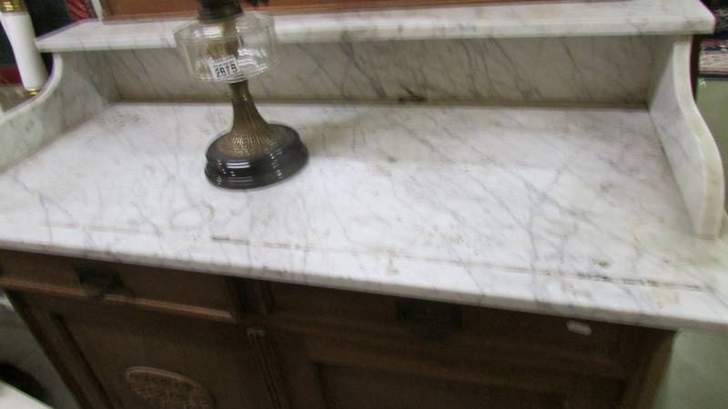 A 19th century marble top wash stand with mirror back. - Image 3 of 4