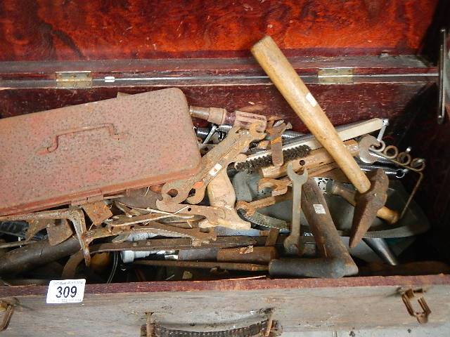 Three boxes of old tools etc. - Image 2 of 4
