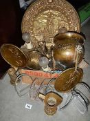 A mixed lot of old brass ware etc.