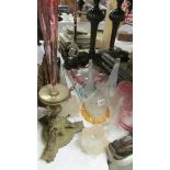 A mixed lot of glass lamp shades,