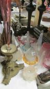 A mixed lot of glass lamp shades,