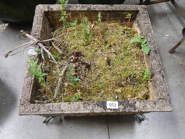 A good old square garden planter on metal feet. - Image 2 of 2