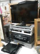 A quantity of DVD players, video recorders, Epsom printer and television.