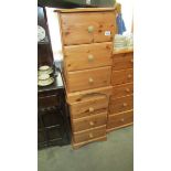 Two solid pine three drawer bedsides, 43 x 46 x 69.