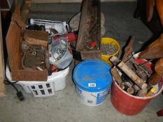 Buckets of tools, nails, screws etc.