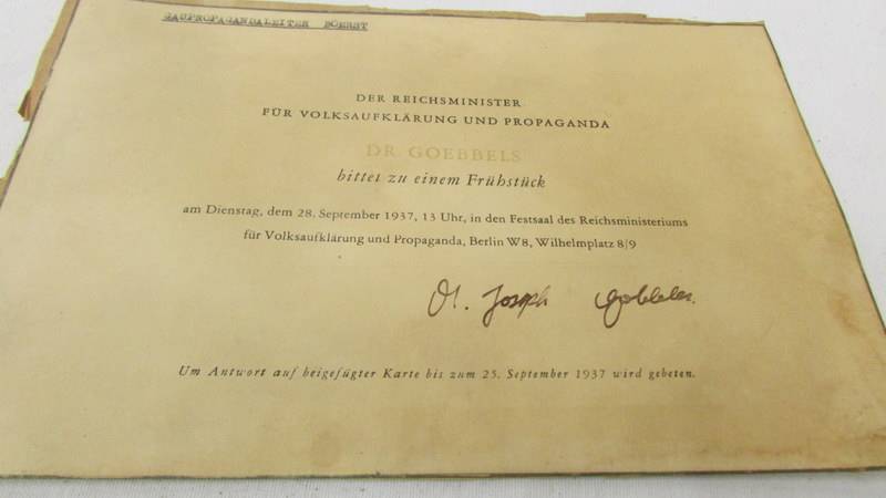 A framed and glazed WW2 German breakfast invite signed Dr. - Image 4 of 5