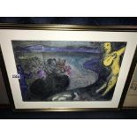 Marc Chagall (1887-1985) Modernist figural lithographic print published in New York printed in West
