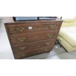 A circa 1950's 'Heathland' oak chest of drawers with brass handles, 76 x 45 x 75 cm high.