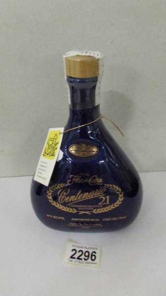 A commemorative edition 21 bottle of Flor De Cana rum.