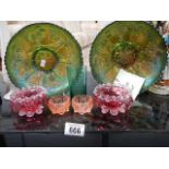 A mixed lot of glass ware including cranberry, carnival etc.