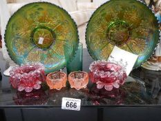 A mixed lot of glass ware including cranberry, carnival etc.