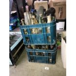 2 crates of 'ready to clean' vintage bottles