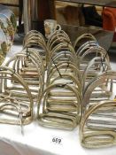 A large quantity of metal horse stirrups.