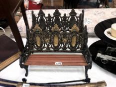2 miniature cast iron & wood benches