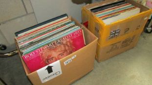 Two boxes of LP records including Rod Stewart, Nelson Eddy, Gene Pitney, Country etc.