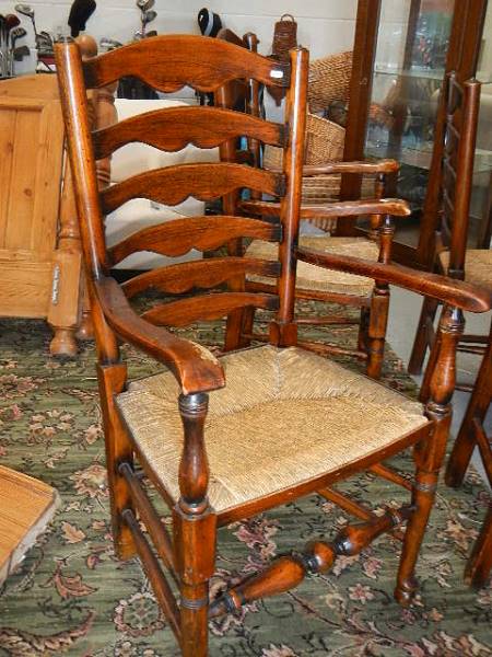 A set of 6 oak ladder back chairs. - Image 4 of 4