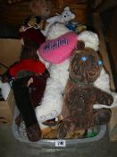 A box of soft toys.