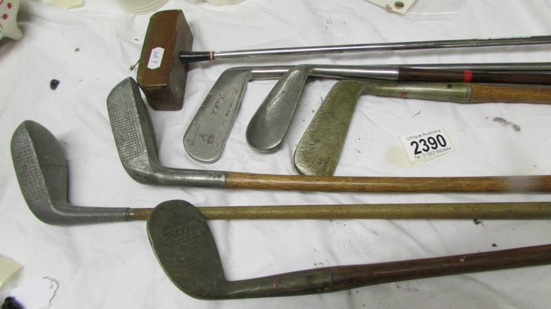 Seven vintage golf clubs including L Clark, W Smithson etc. - Image 3 of 4