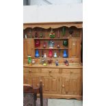 A good large Victorian pine dresser, 157 cm wide, 43 cm deep and 190cm high.