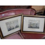 A pair of framed and glazed nautical prints - English and Dutch fleets.