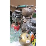 5 Tilly lamps & a vintage garden sprayer