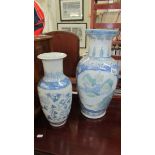 Two hand painted Chinese vases, marked made in China, 46cm and 36 cm.