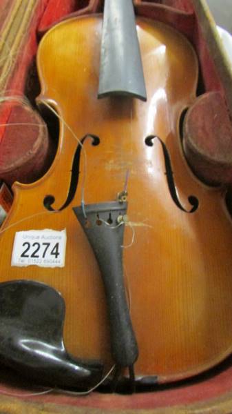 An old violin in leather case, a/f. - Image 2 of 4