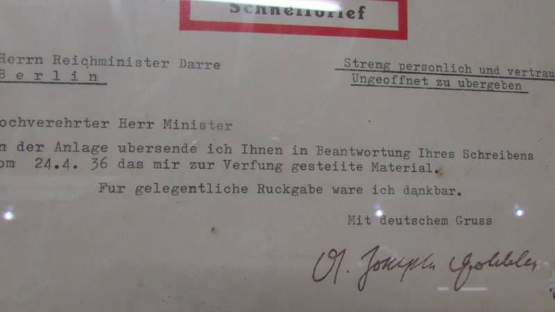 A Nazi era quick letter to Herrn Reichminister Darre Berlin from Dr. Joseph Goebbels dated 1/4/37. - Image 3 of 4