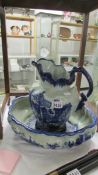 A large Blue and White jug and basin set.