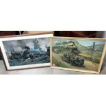 A framed vintage Cuneo print & a framed & glazed print 'The Sir Nigel Gresley' by Noble