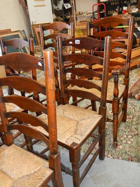 A set of 6 oak ladder back chairs. - Image 2 of 4