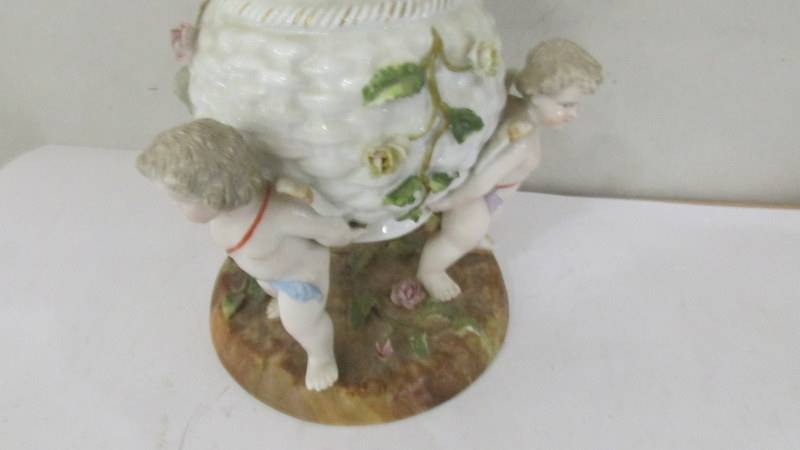 A German vase supported by 3 cherubs converted to table lamp. - Image 3 of 3