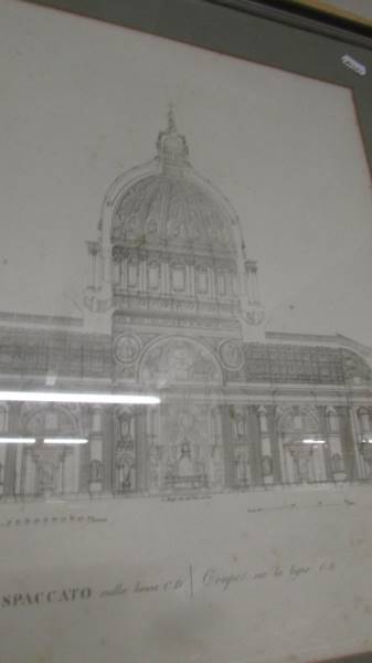 A framed and glazed architectural print. - Image 2 of 3