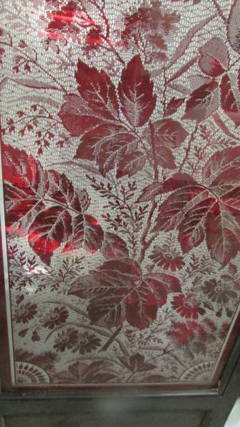 A pair of good quality large cabinet doors overlaid with ruby glass, cut and engraved to reverse. - Image 5 of 5