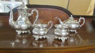 A good four piece silver plate tea set.