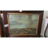 An oil on board painting "Off Dutch Coast" signed reverse Alfred Cline.