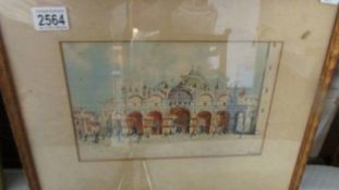 A framed and glazed watercolour Arabian scene (19th century?)